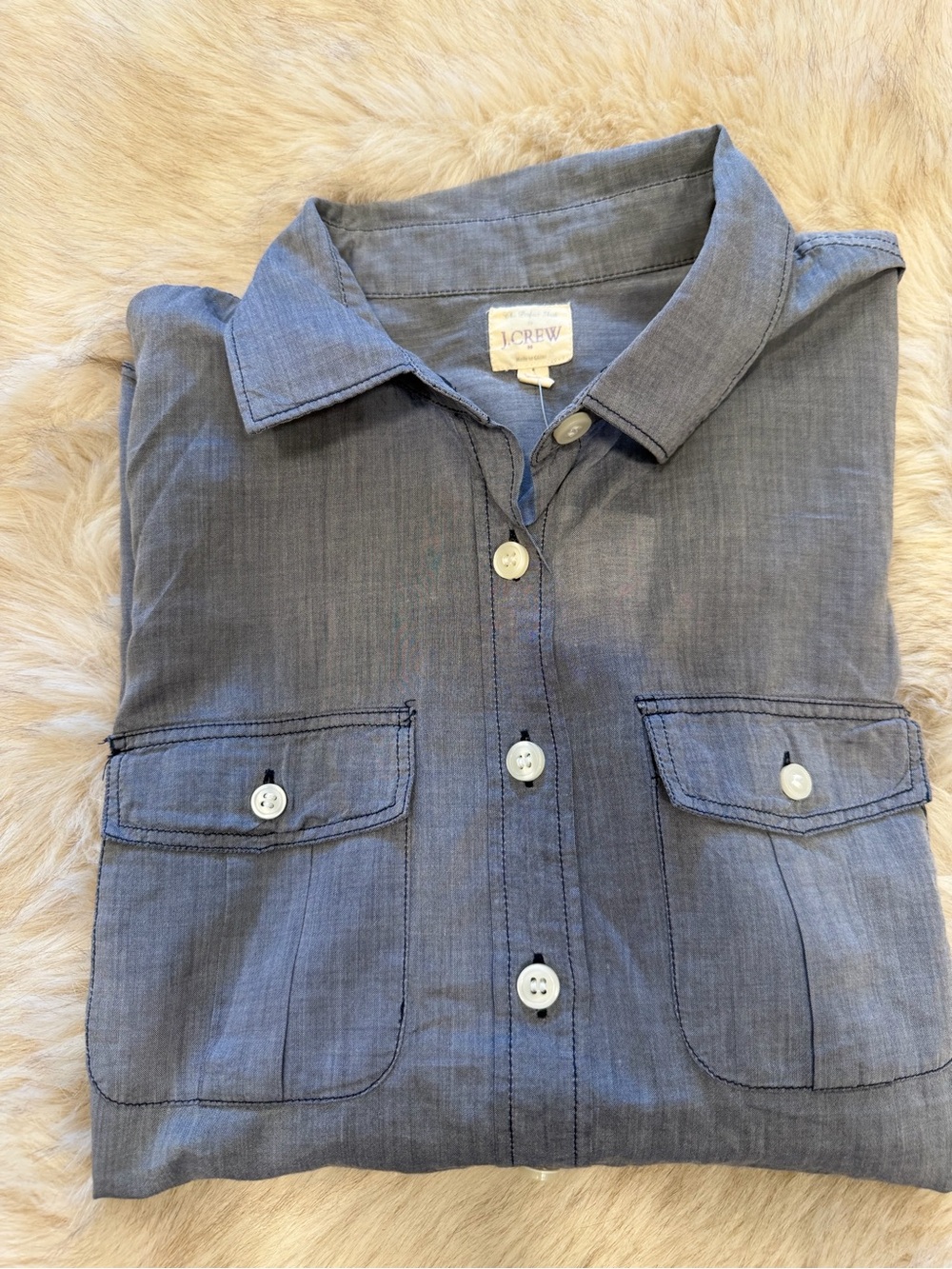 J. Crew Factory Gray Button-Front Pocket Shirt
